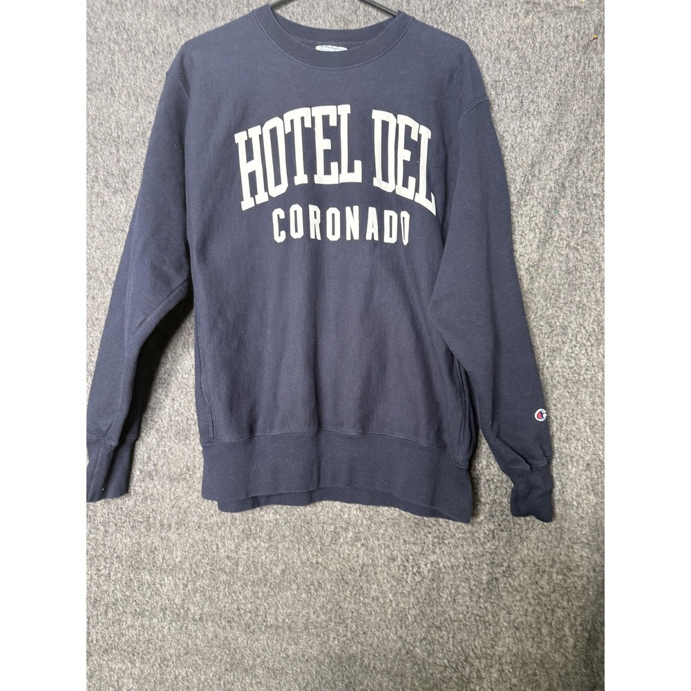 Champion Reverse Weave Sweatshirt Mens Large Blue Hotel Del Coronado Fleece